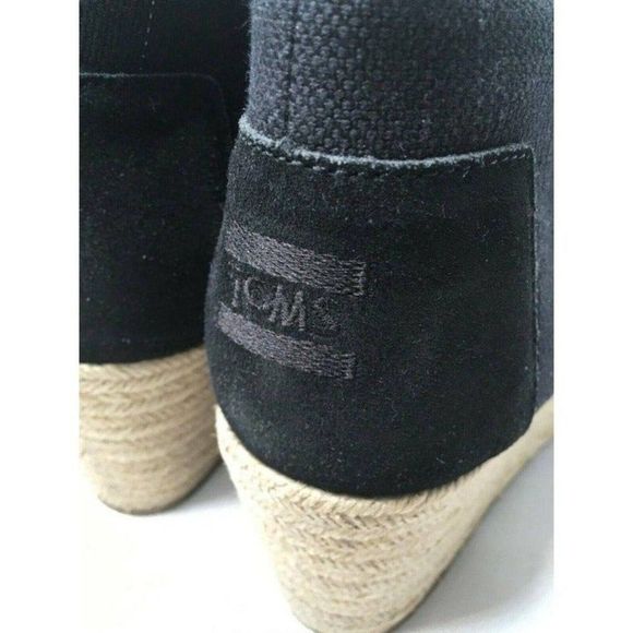 TOMS Black  Canvas Desert Wedge Lace-Up Ankle Booty Shoes Style 681114 US11 - Picture 5 of 10